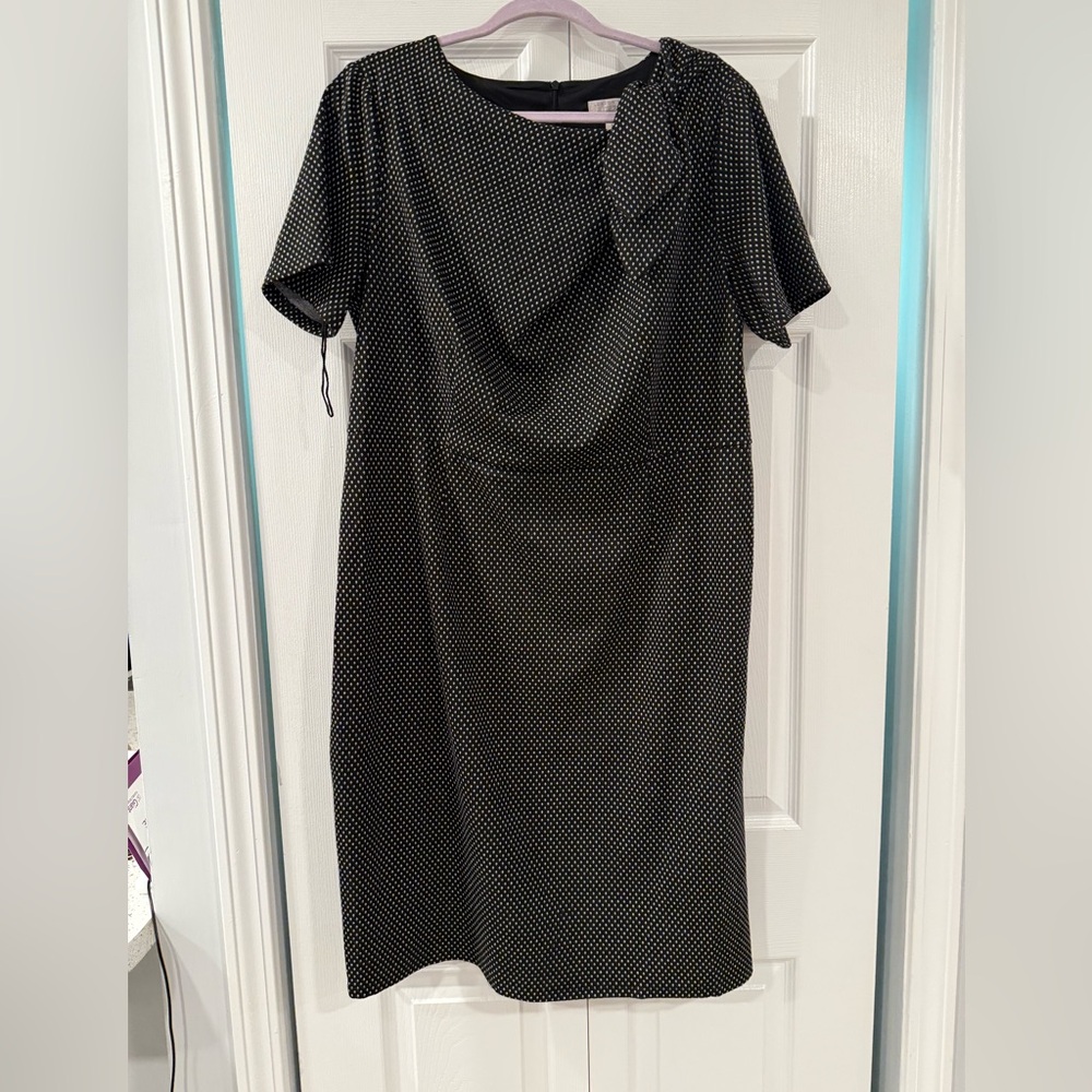 London Times Black and White Polka Dot Midi Dress